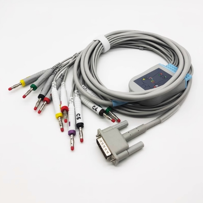 Philips M1770A Compatible ECG EKG Cable 10-Lead AHA Banana 4.0mm Ends