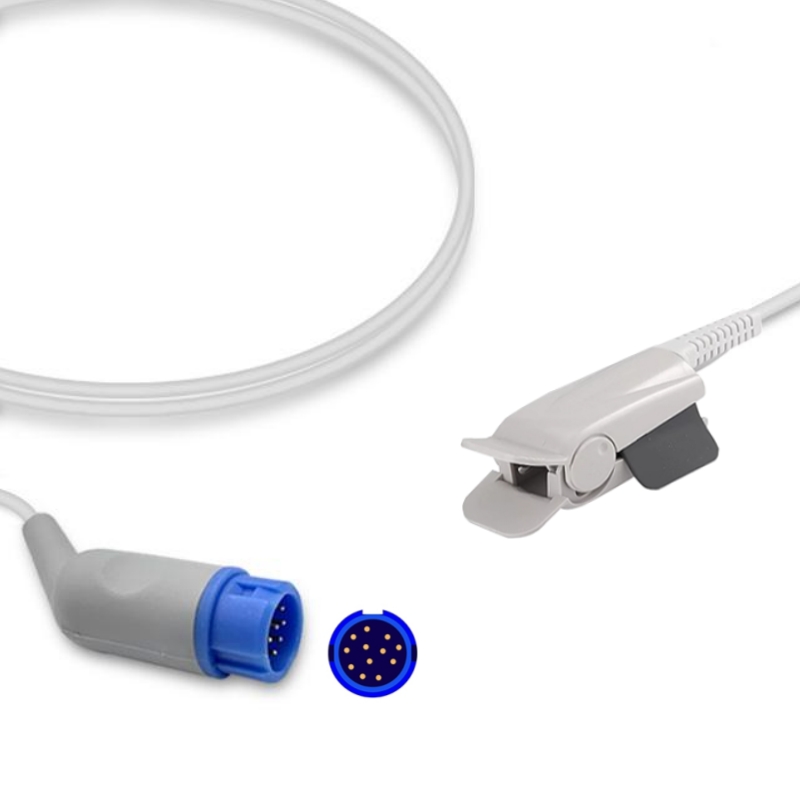 Newtech NT3A Compatible SpO2 Sensor Probe Adult Finger Clip, 12-Pin Plug, SL-NT02-AC