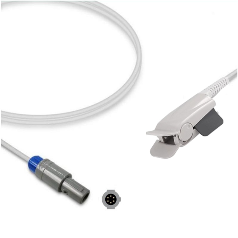 Petas Compatible SpO2 Sensor Adult Finger Clip, Lemo 6-Pin, 3M Cable