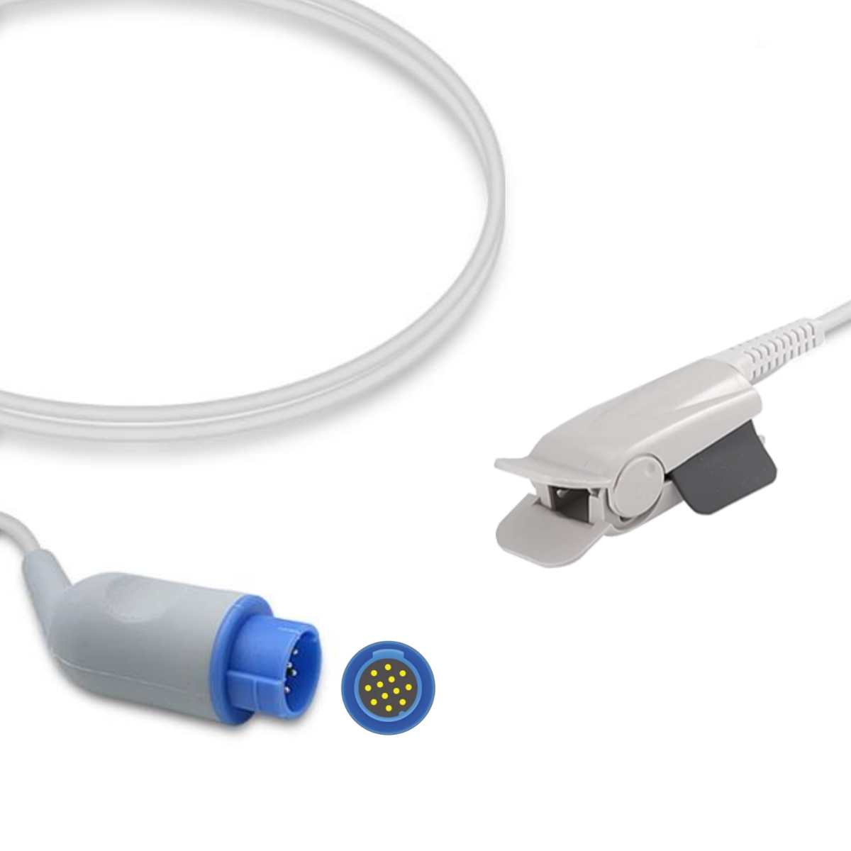 Schiller Bruker Compatible SpO2 Sensor Adult Finger Clip, 12-Pin