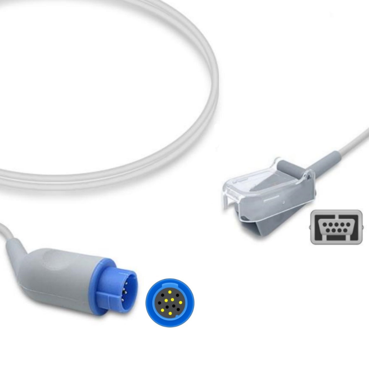 Schiller Compatible SpO2 Extension Cable Adapter Masimo LNCS, SA-SC04-LS