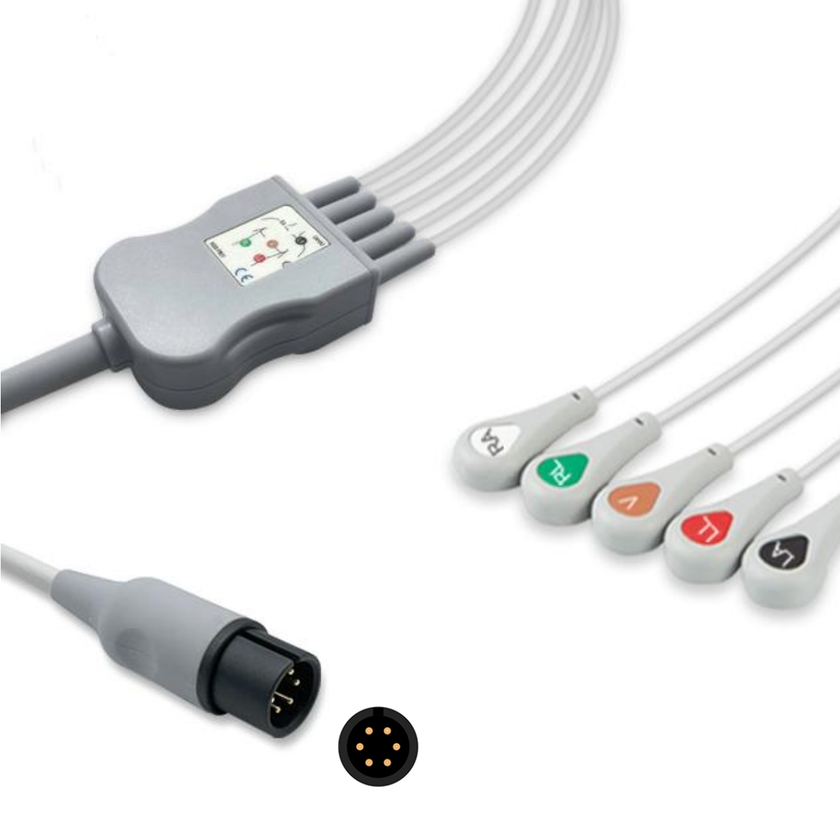 AAMI Criticare One-piece ECG Cable 5-Lead Snap 1075/S Compatible, EC-AM01-5SA