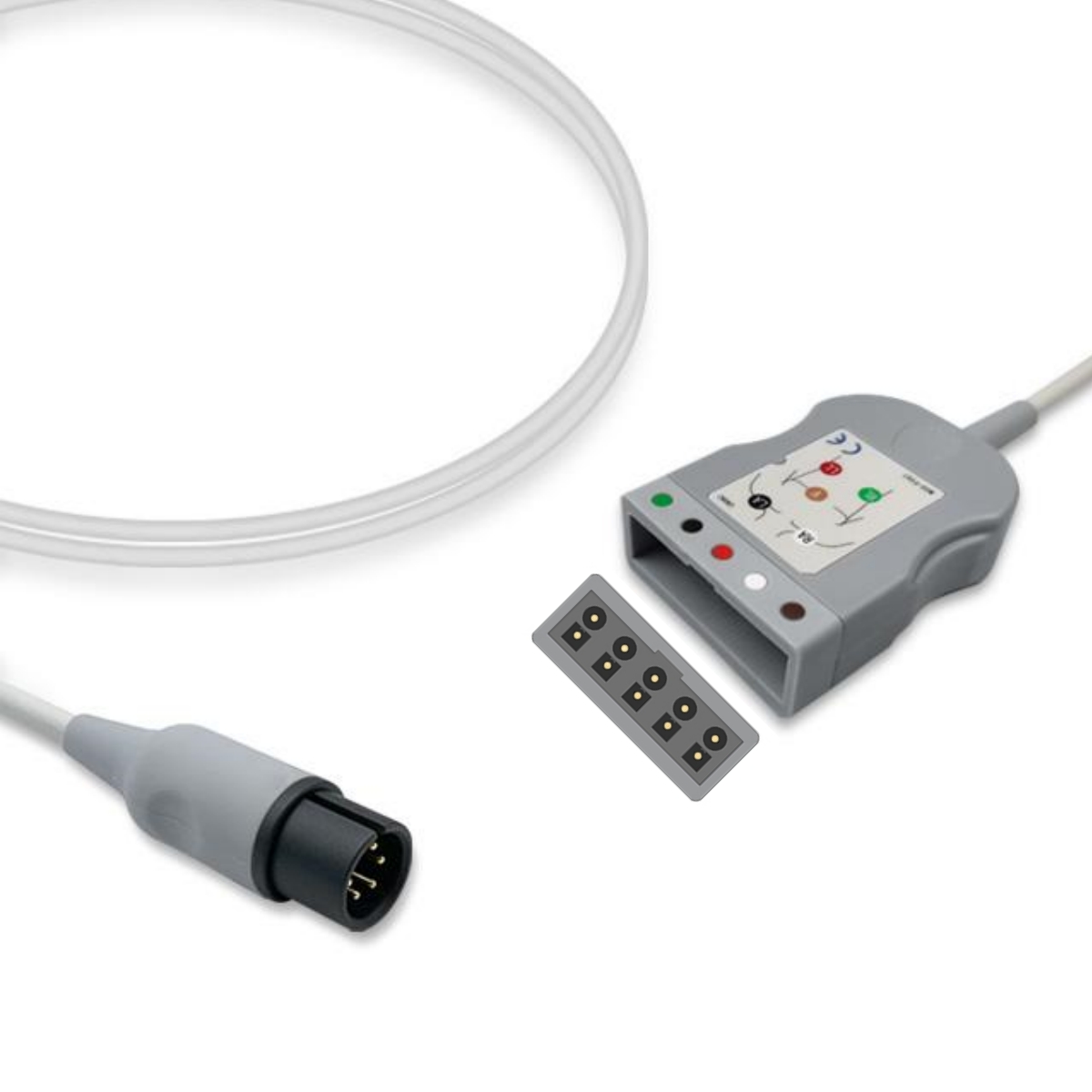 AAMI Generic 6-Pin Compatible ECG Trunk Cable Adapter, EA-AM01-3TP