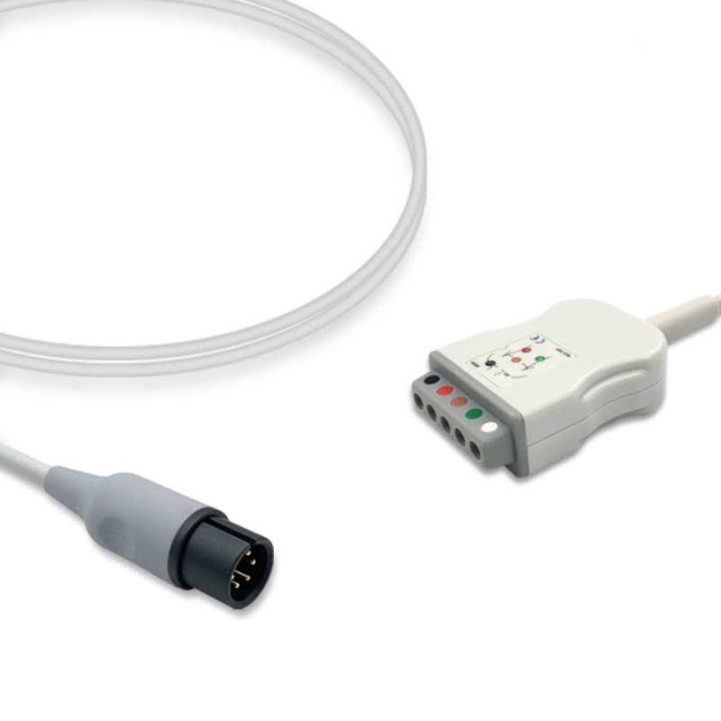 AAMI Criticare 6-Pin ECG Trunk Cable Adapter DIN 1094/5 1094/3 Compatible, EA-AM01-5DN