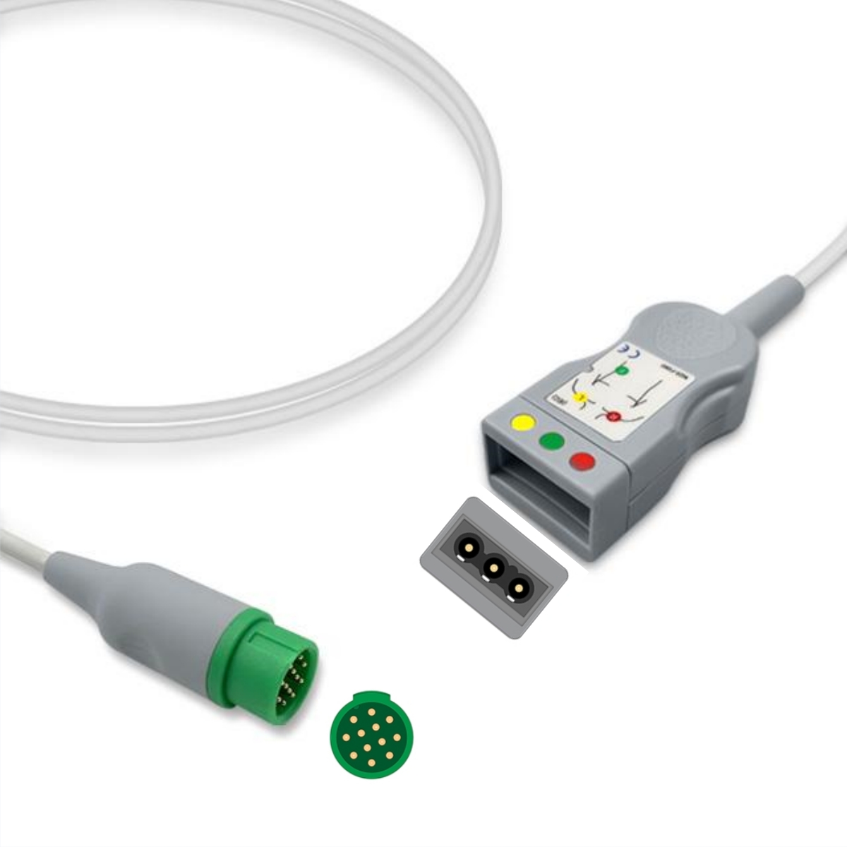 Biolight 12-Pin ECG Trunk Cable Adapter 3-Lead B-CBL3-N Compatible, EA-BN01-3TP