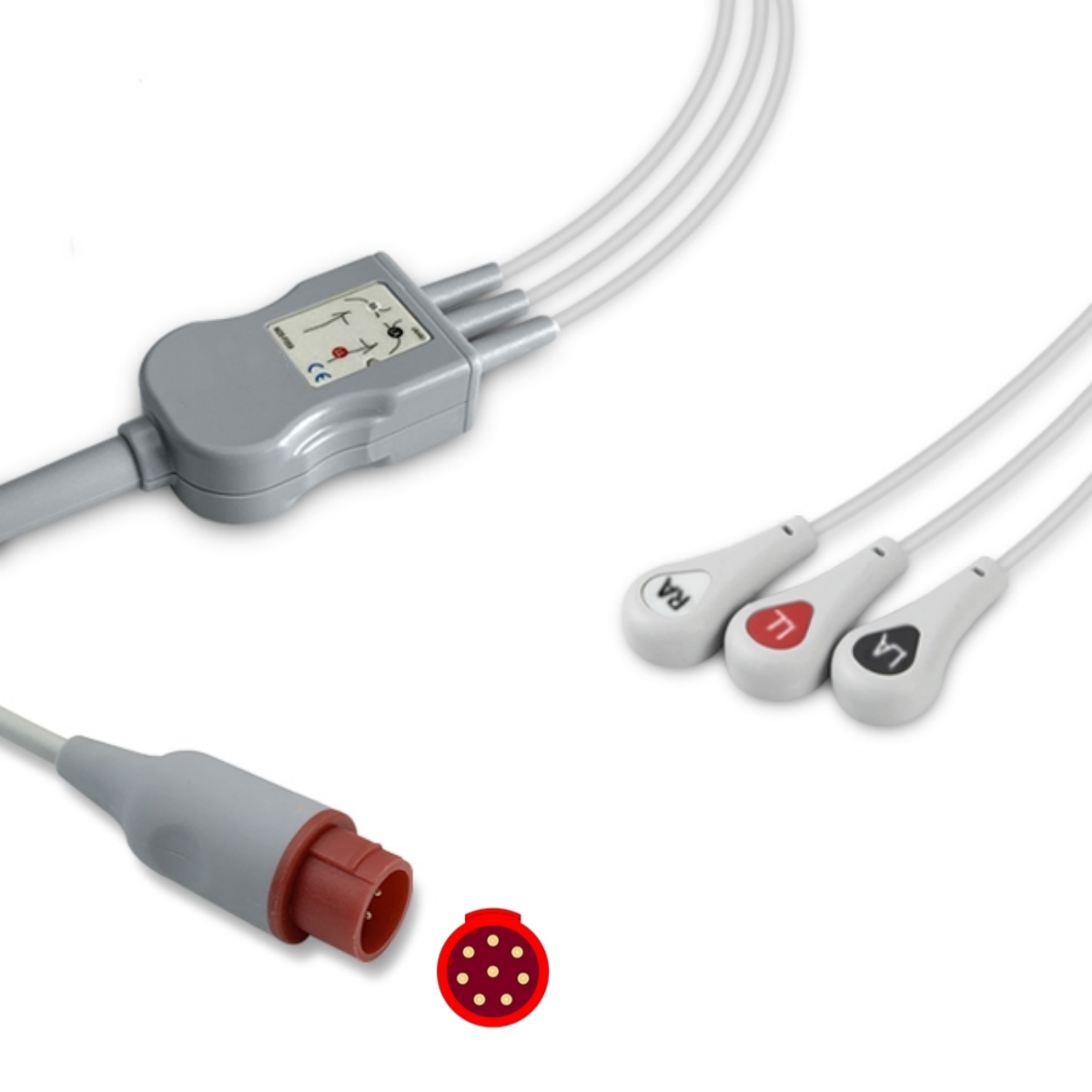 Bionet 7-Pin ECG Cable 3-Lead Snap AHA Compatible, EC-BN01-3SA