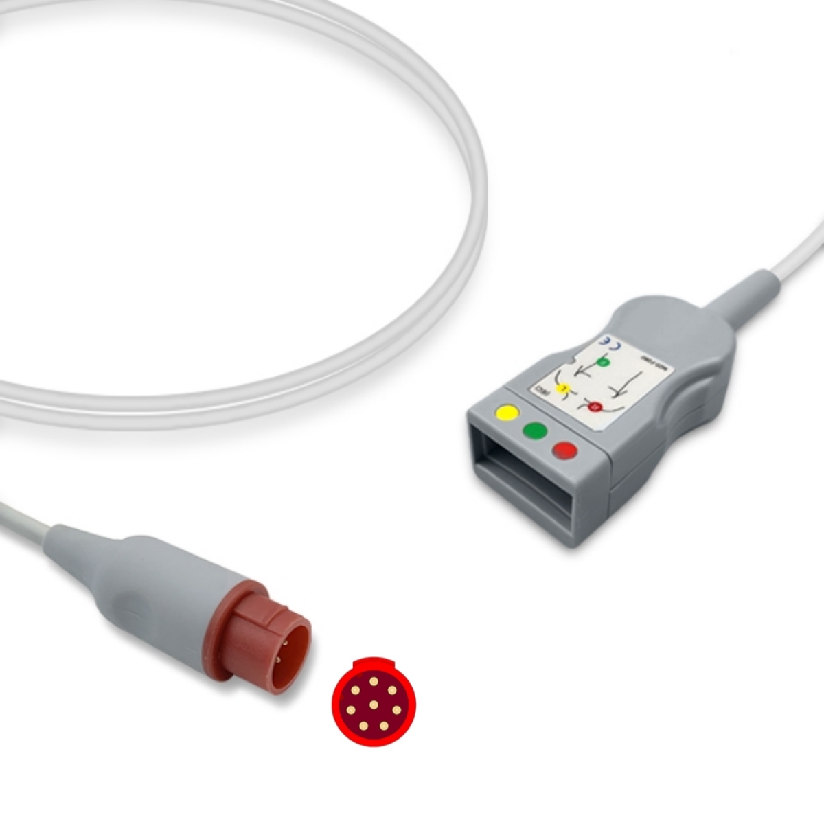 Bionet 7-Pin ECG Trunk Cable Adapter 3-Lead B-CBL3-N Compatible, ET-BN01-3TP