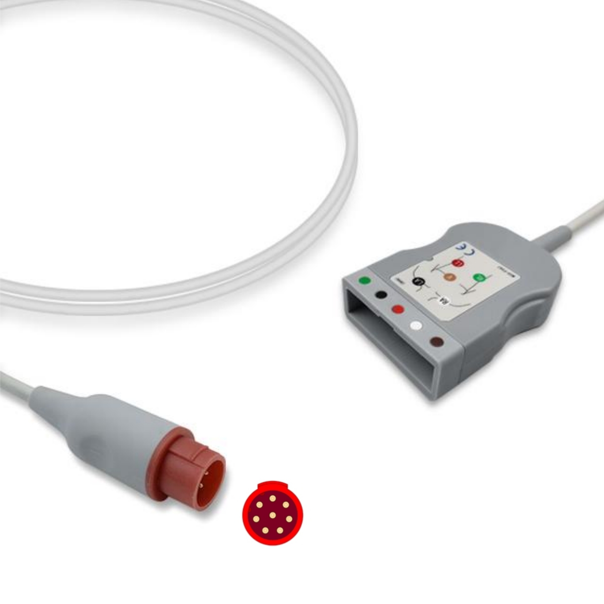 Bionet 7-Pin ECG Trunk Cable Adapter 5-Lead B-CBL5-N Compatible, ET-BN01-5TP