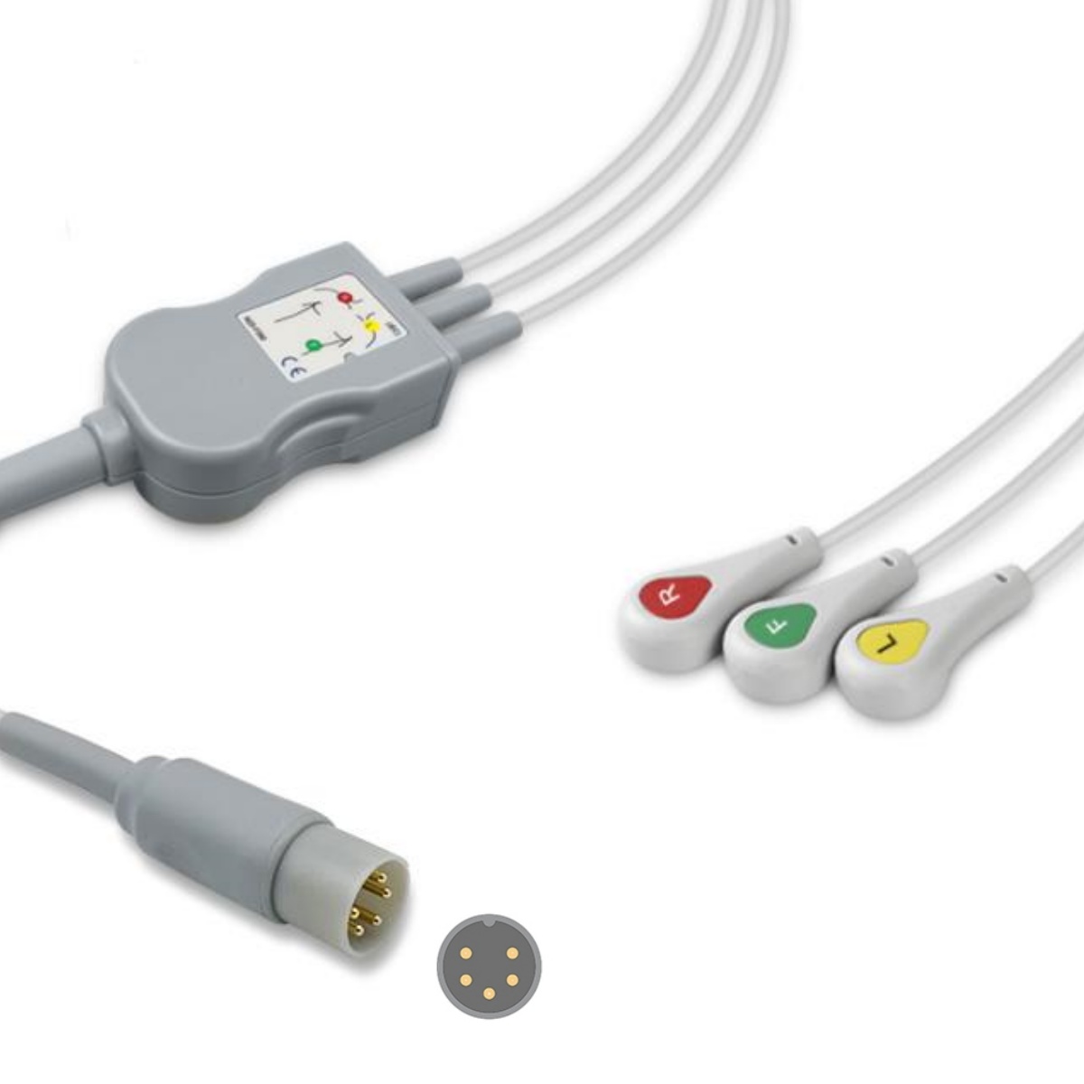 CAS Med Compatible ECG Cable 3-Lead Snap, EC-CA01-3SI