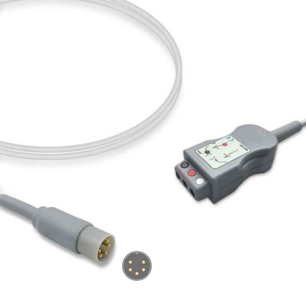 CAS Med Compatible ECG Trunk Cable 3-Lead Adapter DIN Style, ET-CA01-3DN