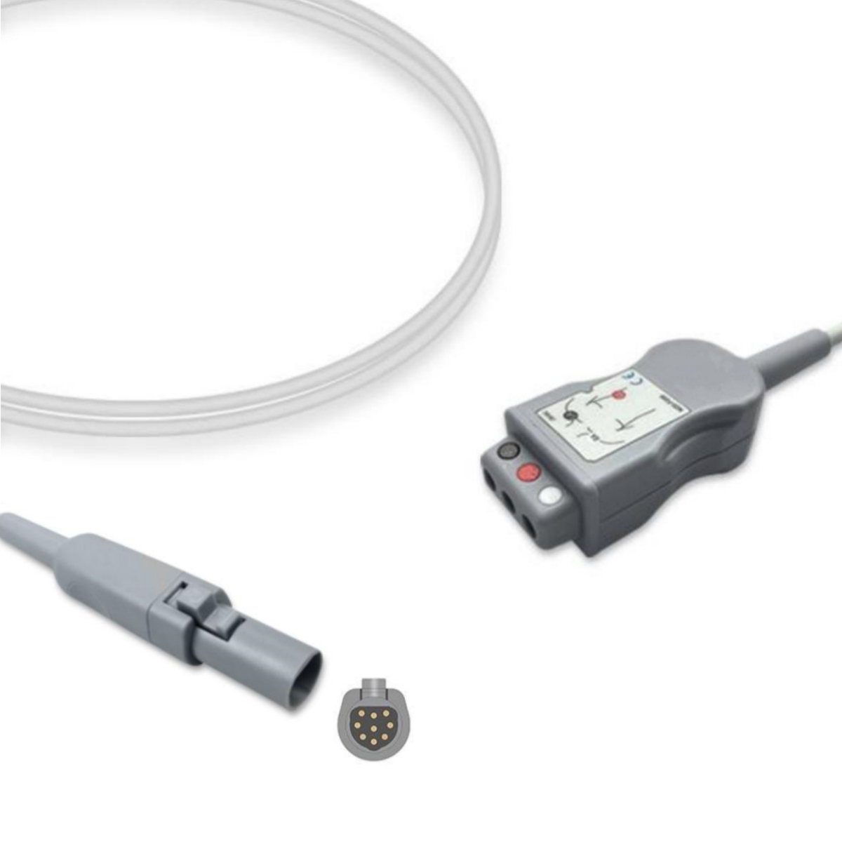 CAS Med ECG 3-Lead ECG Trunk Cable Adapter DIN Style 01-02-0304 Compatible, ET-CA02-3DN