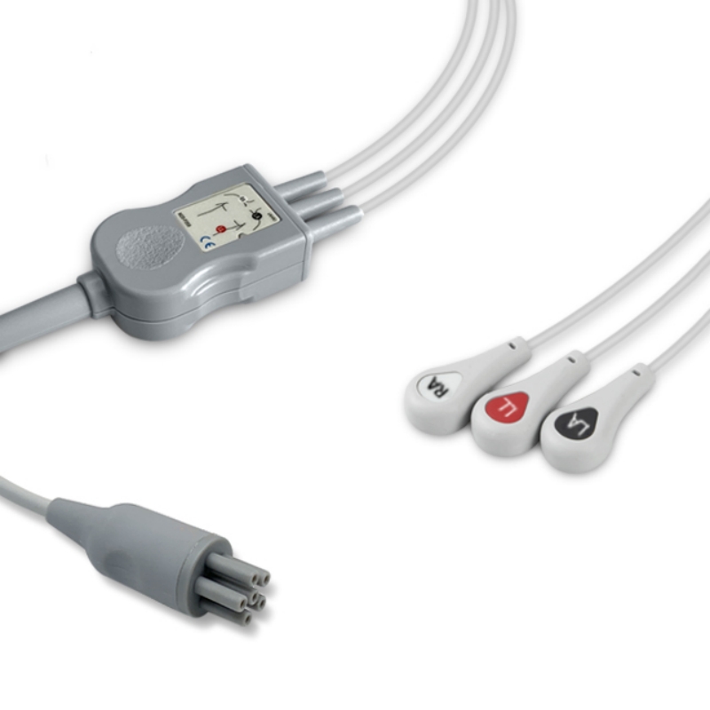 Colin One-piece ECG Cable 3-Lead Snap MC039-55 Compatible, EC-CL02-3SA