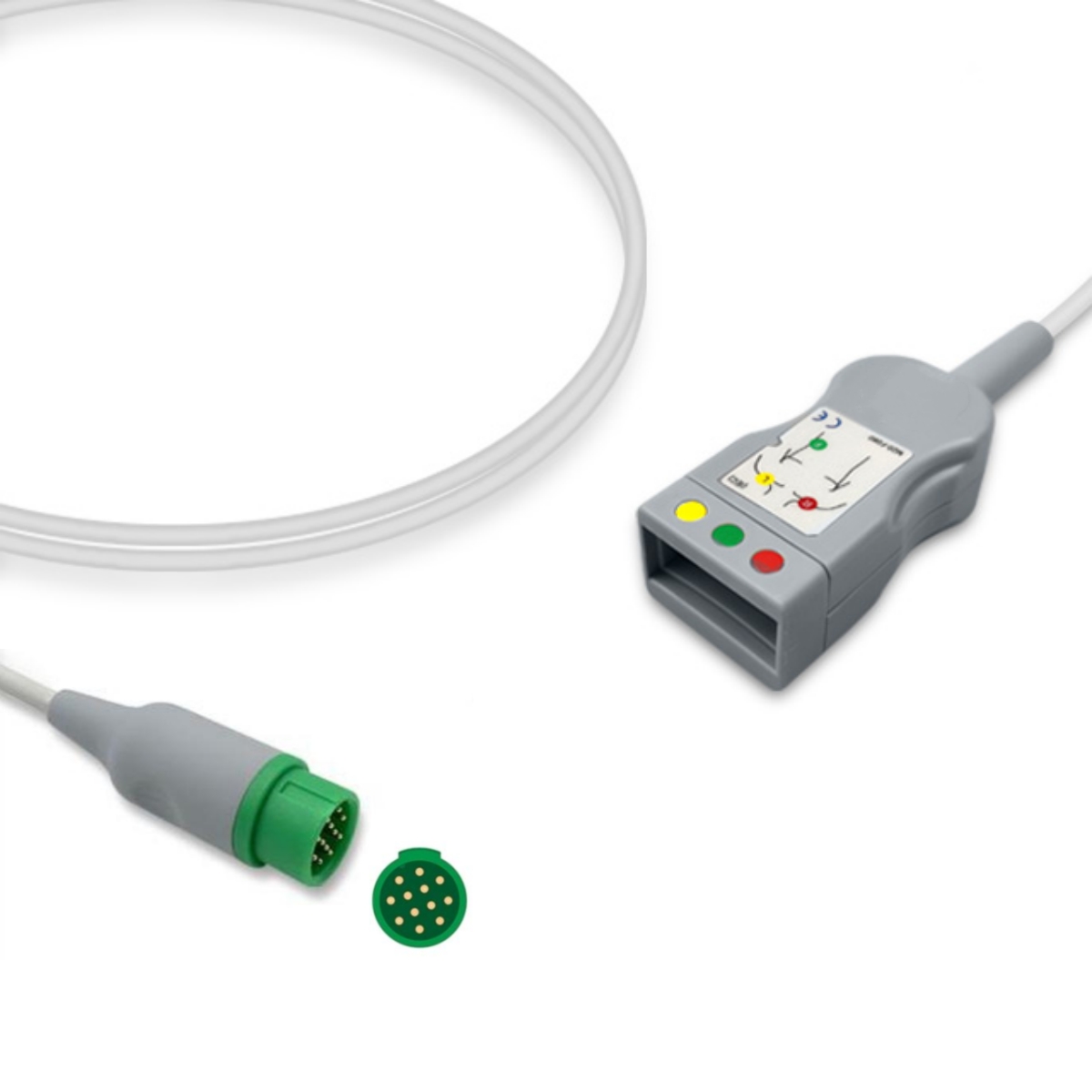 Biolight 12-Pin ECG Trunk Cable Adapter 3-Lead B-CBL3-N Compatible, ET-BN01-3MD