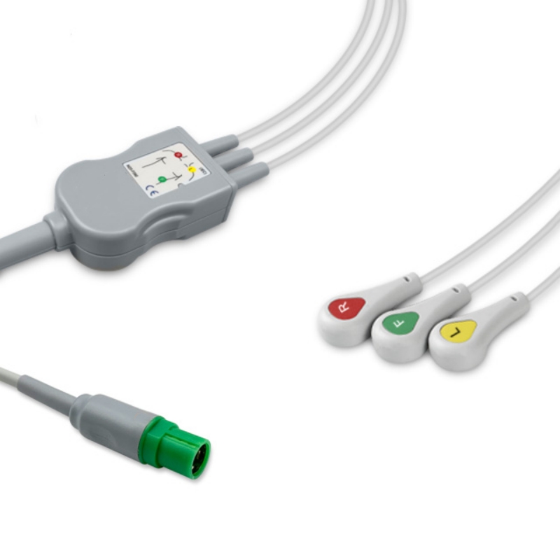Draeger Compatible ECG Cable 3-Lead Snap AHA 7-Pin, EC-DR01-3SA