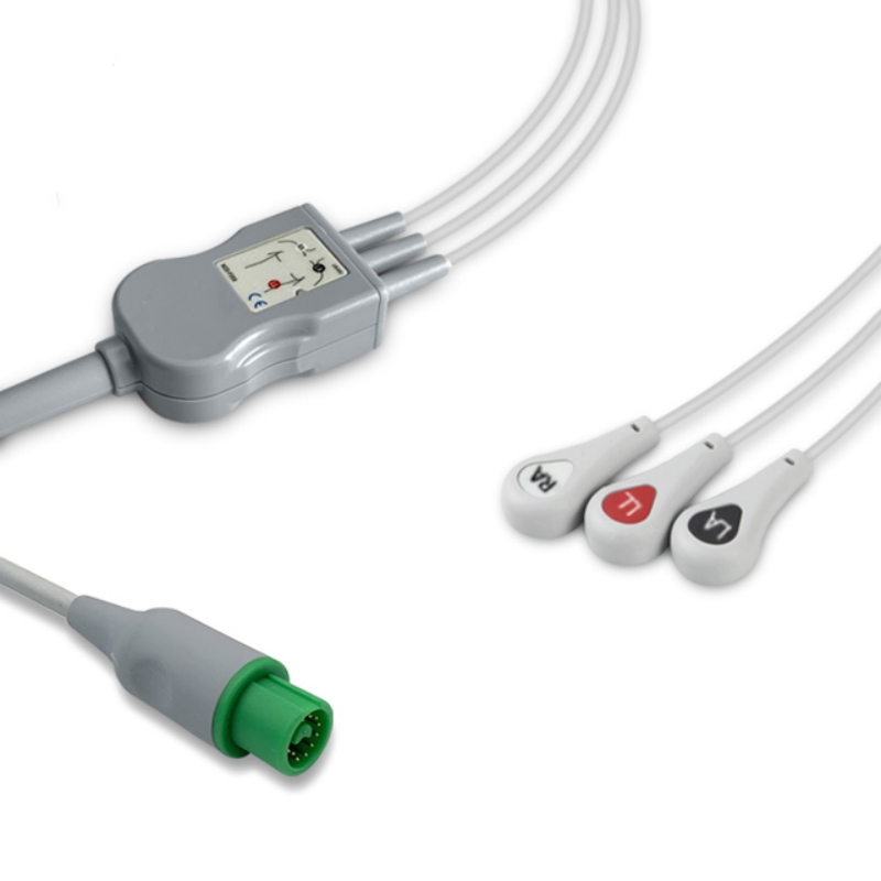Fukuda Denshi Compatible ECG Cable 3-Lead Snap, EC-FD02-3SA