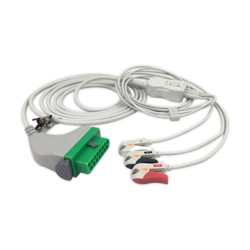 Fukuda Denshi 15-Pin Compatible ECG Cable 3-Lead Grabber, EC-FD03-3GA