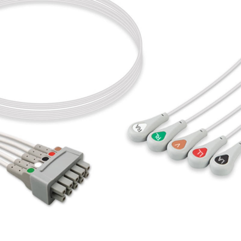 GE Healthcare Marquette ECG Leadwire 5-Lead Snap 411200-001 Compatible ApexPro CH, EL-GE03-5SA