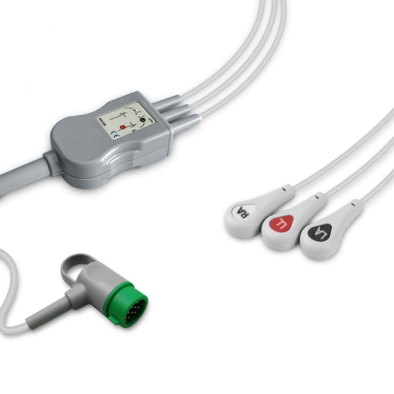 Physio Control ECG Cable 3-Lead Snap 11110-000029, 3006218-02 Compatible, EC-PC01-3SA