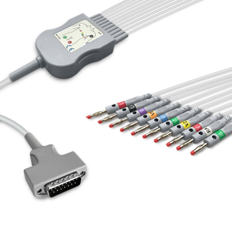 GE Marquette EKG Cable 10-Lead Banana 2104727-001, 2029893-001 Compatible, EK-GE01-10BA