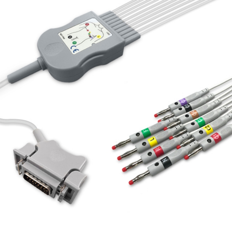 Hellige One-piece EKG Cable 10-Lead Banana Compatible, EK-GE02-10BI