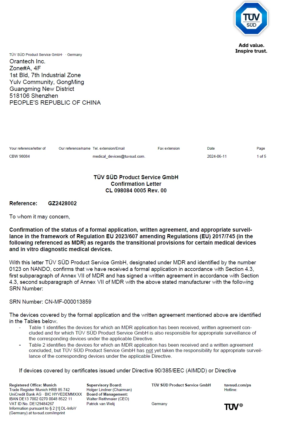 TUV Certificate